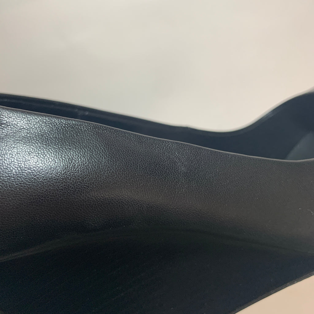 Tory Burch Black Leather 'Jolie' Peep-toe Wedges | Gently Used |