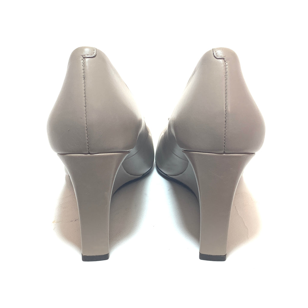 Tory Burch Grey Leather 'Luna' Wedges | Like New |