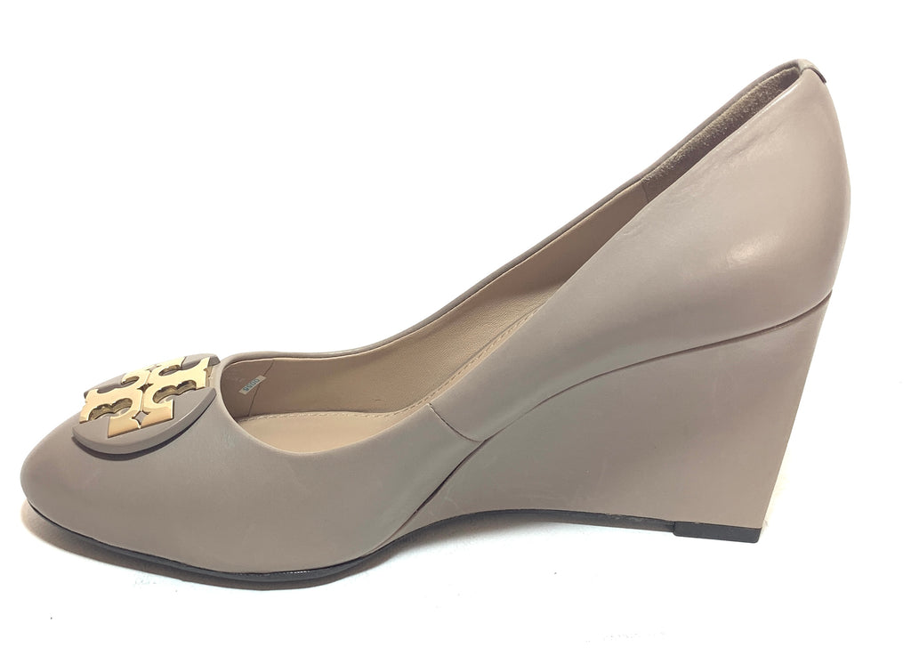 Tory Burch Grey Leather 'Luna' Wedges | Like New |
