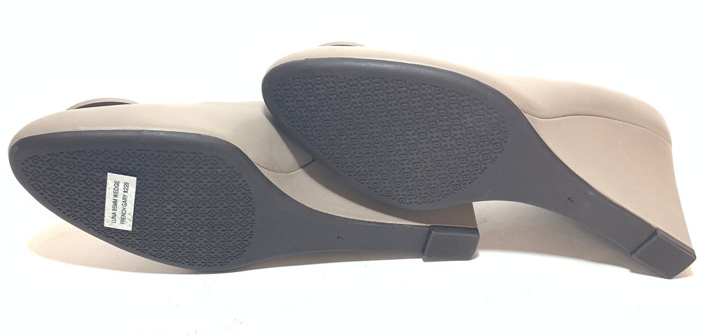 Tory Burch Grey Leather 'Luna' Wedges | Like New |