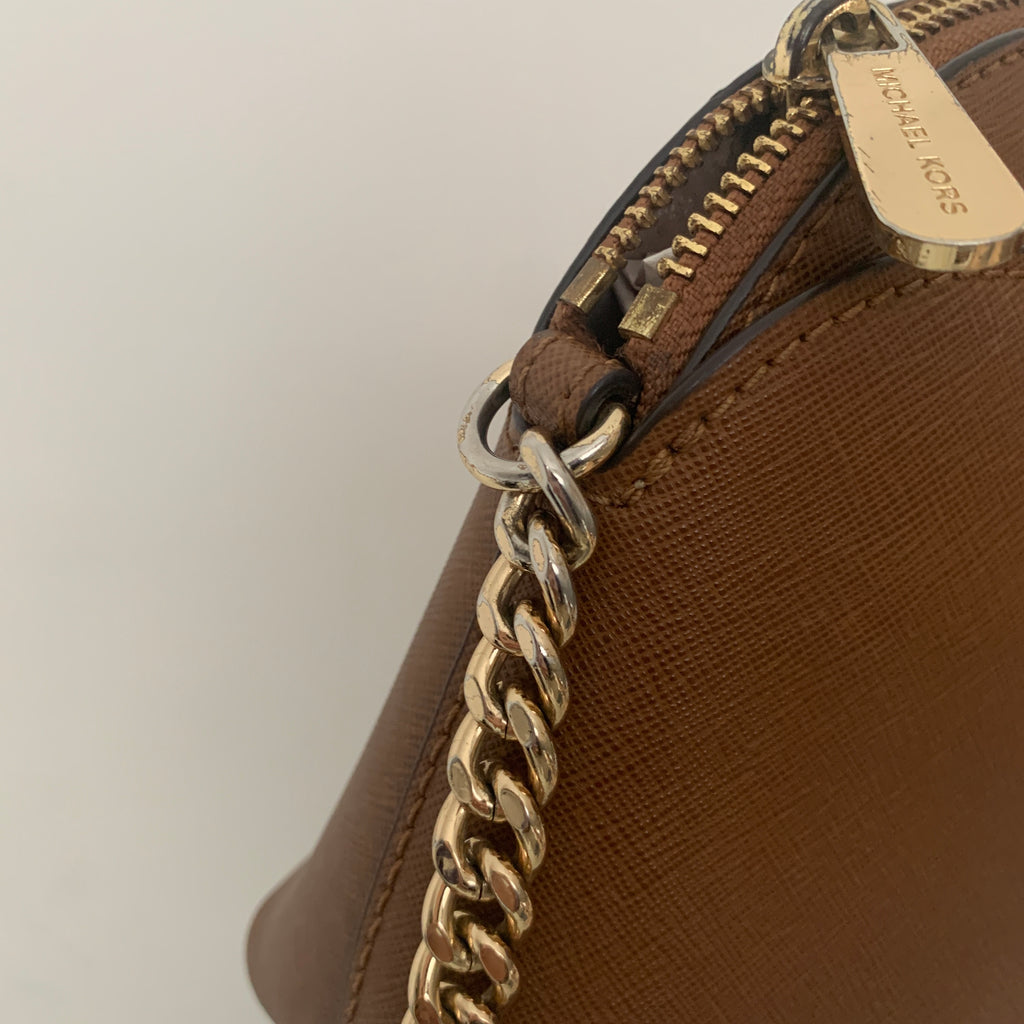 Michael Kors Tan Dome Leather Crossbody Bag | Pre Loved |
