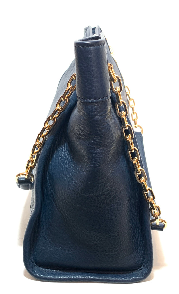 Tory Burch Navy Leather 'Britten' Shoulder Bag | Like New |