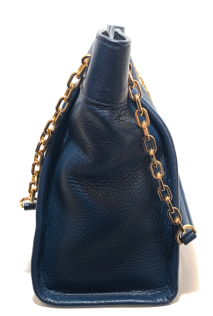 Tory Burch Navy Leather 'Britten' Shoulder Bag | Like New |