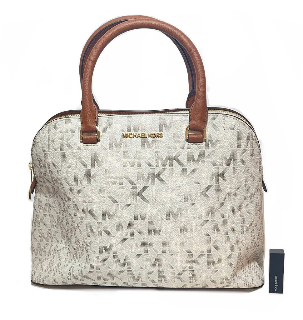 Michael Kors Vanilla & Tan Monogram Satchel  | Like New |