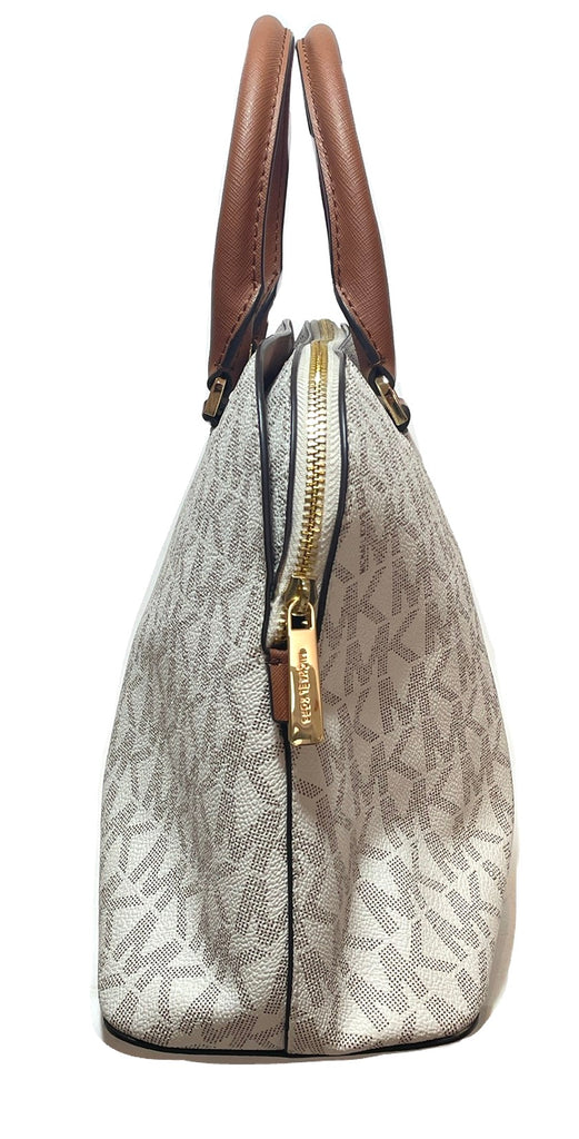 Michael Kors Vanilla & Tan Monogram Satchel  | Like New |