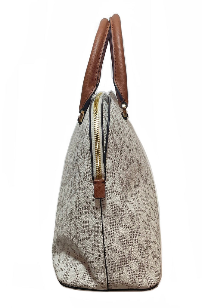 Michael Kors Vanilla & Tan Monogram Satchel  | Like New |
