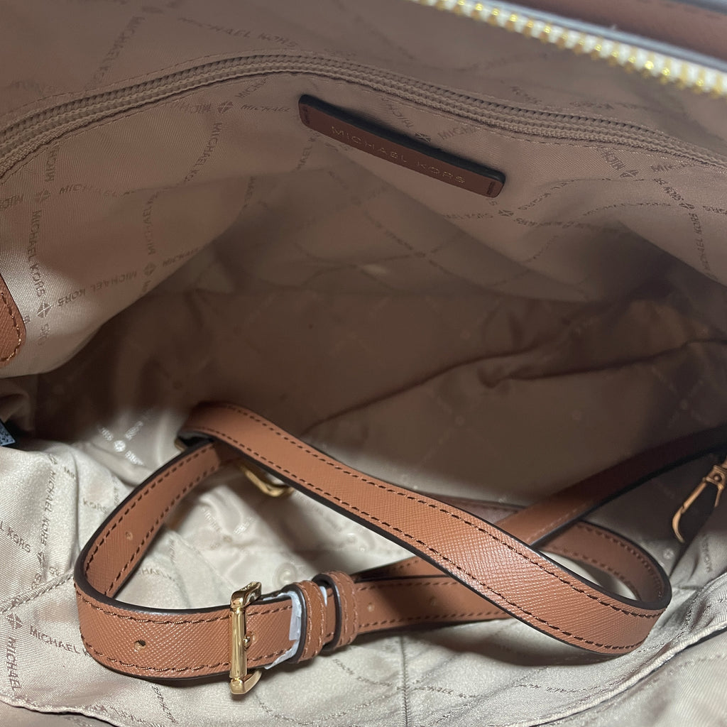 Michael Kors Vanilla & Tan Monogram Satchel  | Like New |