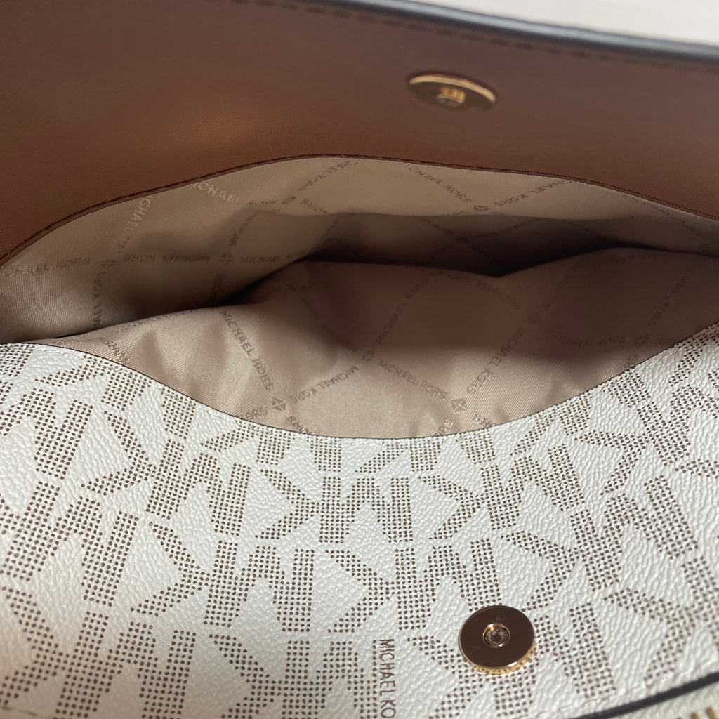 Michael Kors Vanilla & Tan Monogram Satchel  | Like New |