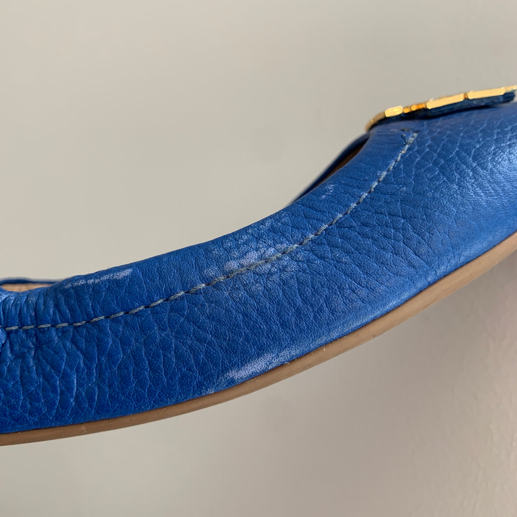 Tory Burch Blue Leather 'Melinda' Ballet Flats | Pre Loved |