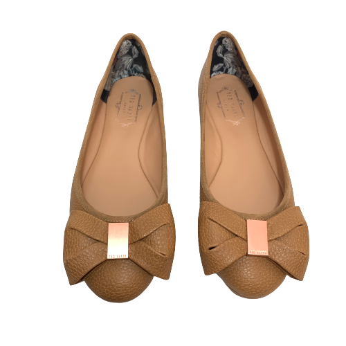Ted Baker Tan Leather Bow Ballets Flats | Gently Used |