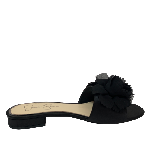 Jessica Simpson Black Floral Satin Sandals | Brand New |