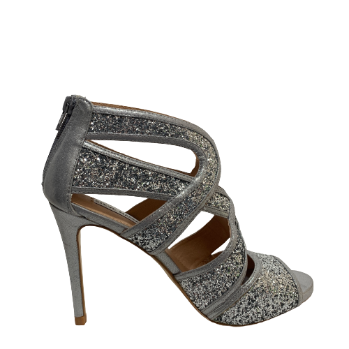 Steve Madden Silver Glitter Criss-cross Heels | Like New |