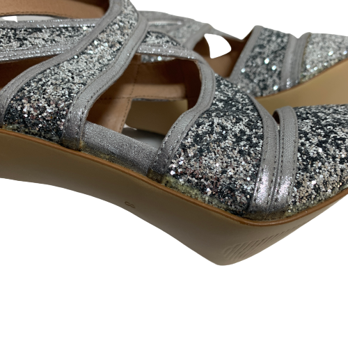 Steve Madden Silver Glitter Criss-cross Heels | Like New |