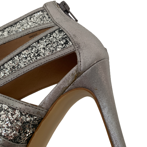 Steve Madden Silver Glitter Criss-cross Heels | Like New |