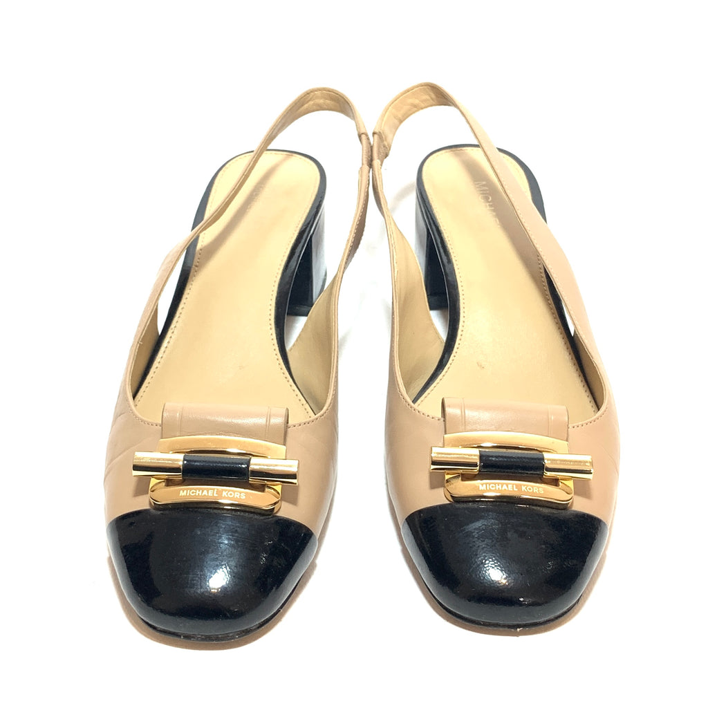 Michael Kors 'Gloria' Toe-cap Slingback Leather Block Heels | Pre Loved |