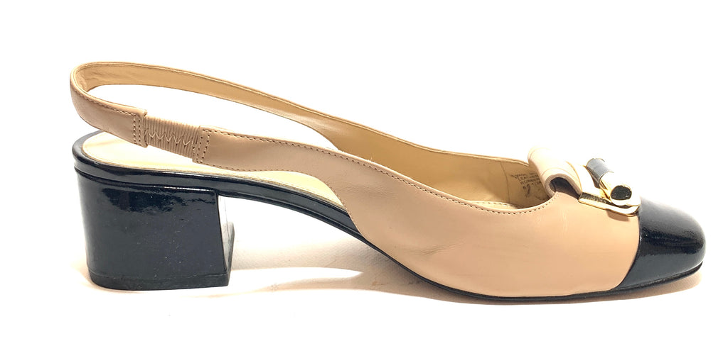 Michael Kors 'Gloria' Toe-cap Slingback Leather Block Heels | Pre Loved |