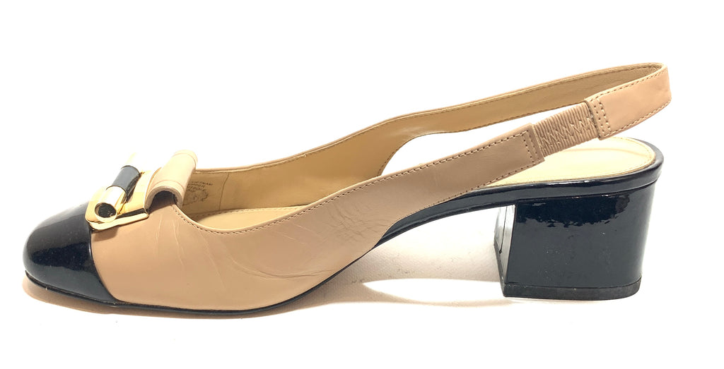 Michael Kors 'Gloria' Toe-cap Slingback Leather Block Heels | Pre Loved |