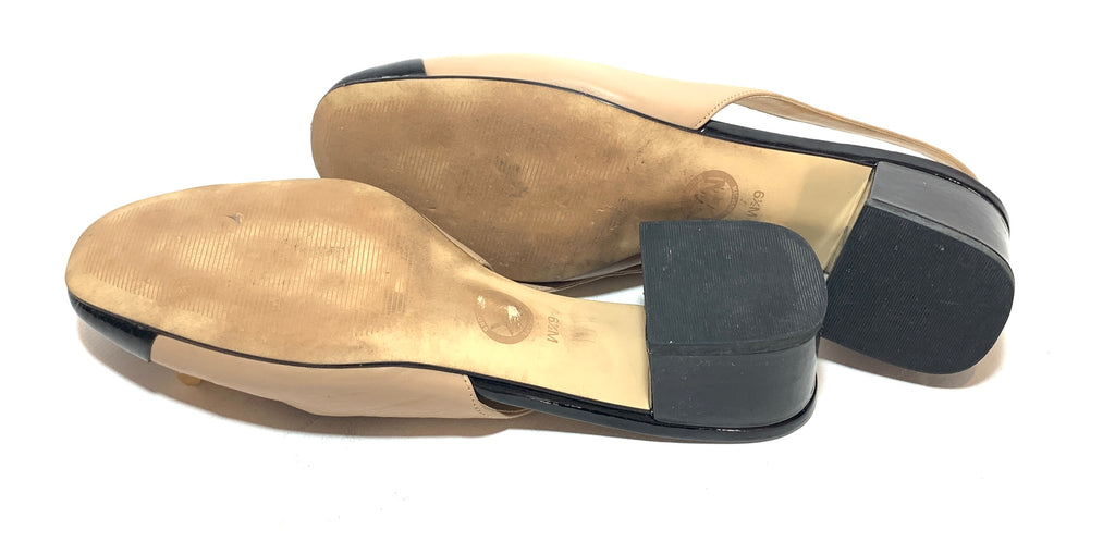 Michael Kors 'Gloria' Toe-cap Slingback Leather Block Heels | Pre Loved |