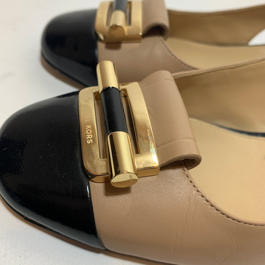 Michael Kors 'Gloria' Toe-cap Slingback Leather Block Heels | Pre Loved |