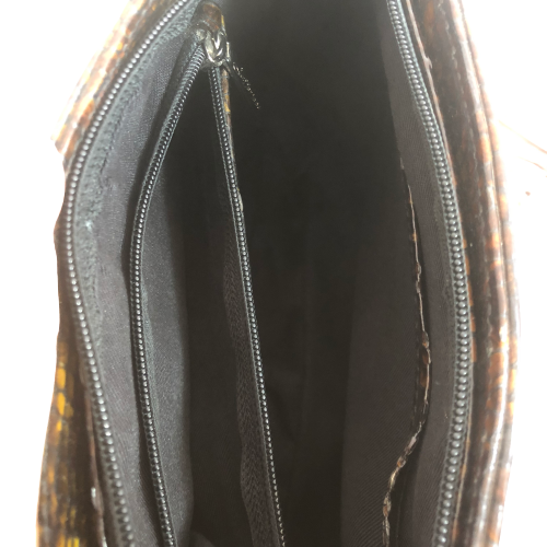 Jafferjees Brown and Black Croc Textured Leather Shoulder Bag | Gently Used |