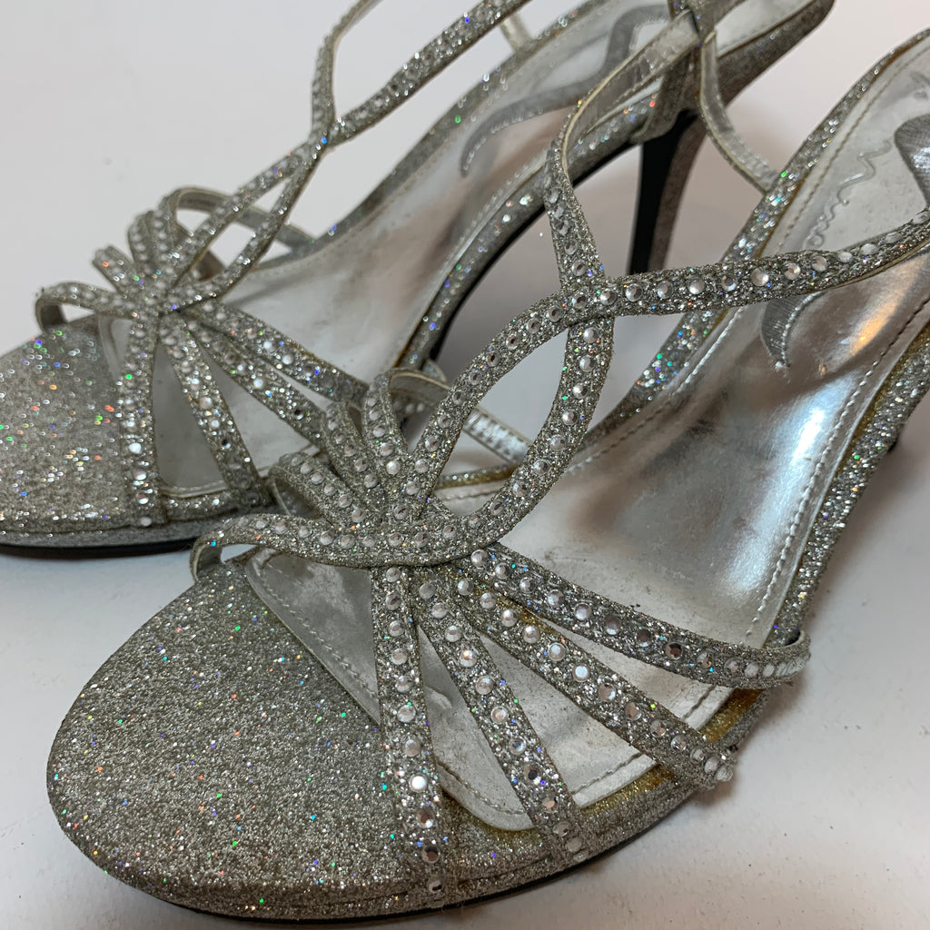 Nina Silver Rhinestone Heels | Pre Loved |