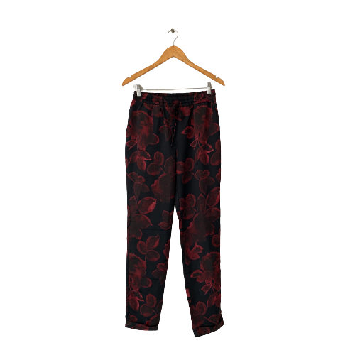 NEXT Black & Red Floral Printed Pants | Gently Used |