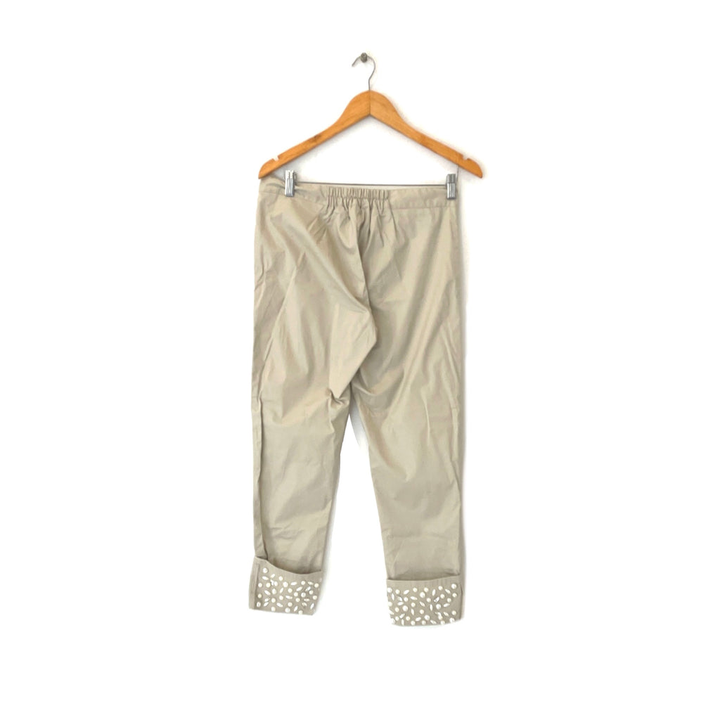 Unbeatable Beige Kurta & Pants with Pearls Set | Pre Loved |