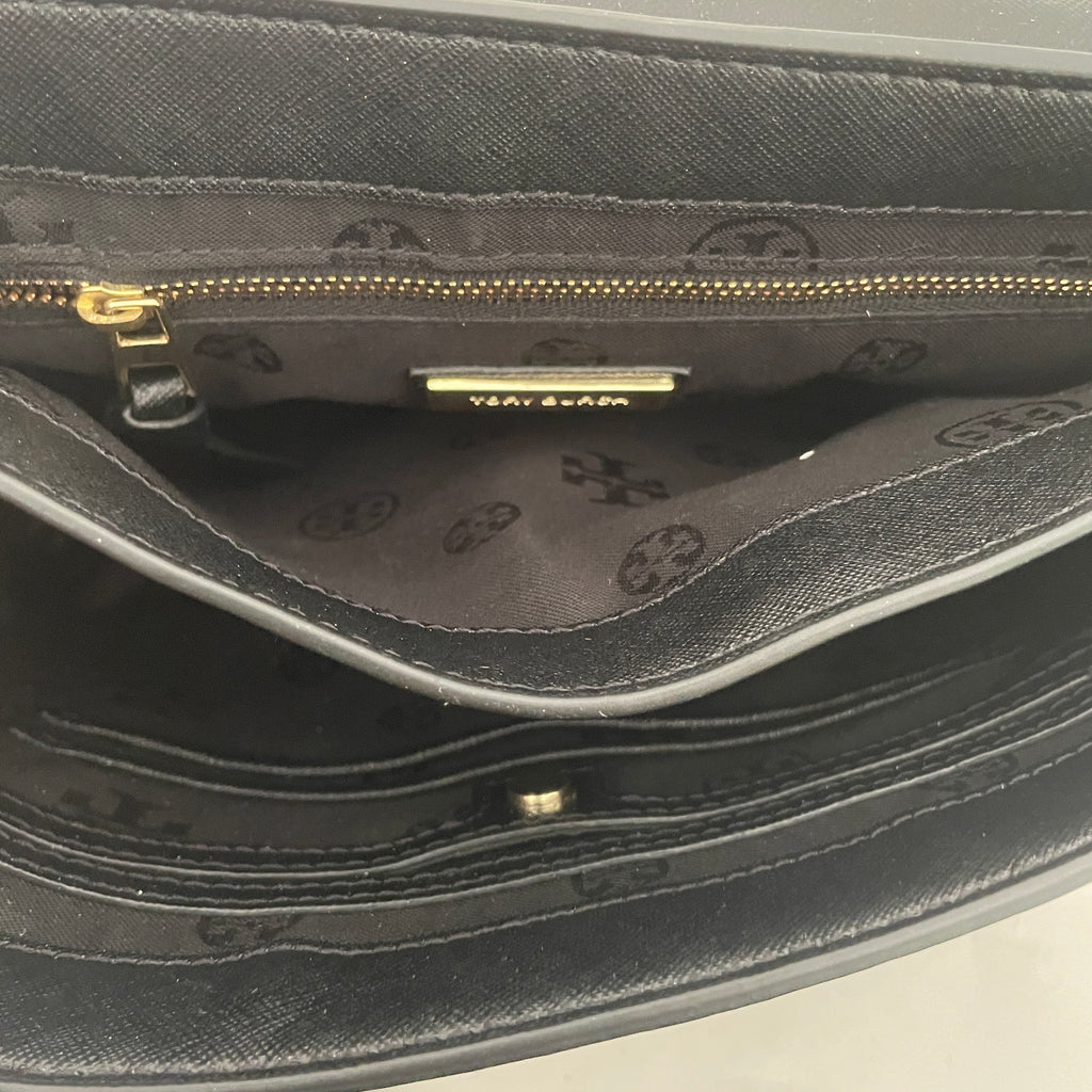 Tory Burch Black Leather Robinson Messenger Bag | Pre Loved |