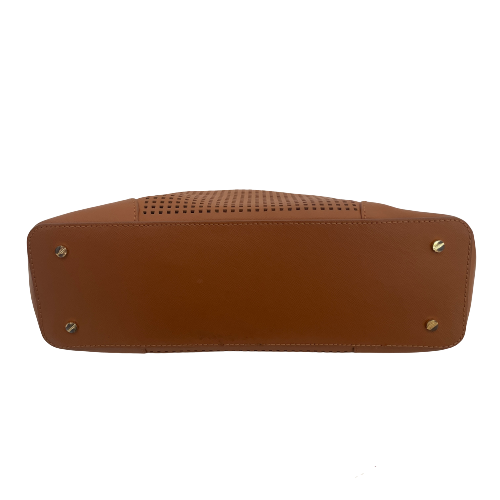 Tory Burch Tan Leather Perforated Dome Tote | Gently Used |