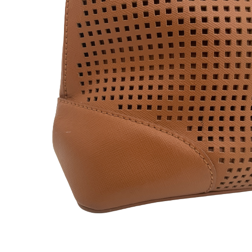 Tory Burch Tan Leather Perforated Dome Tote | Gently Used |