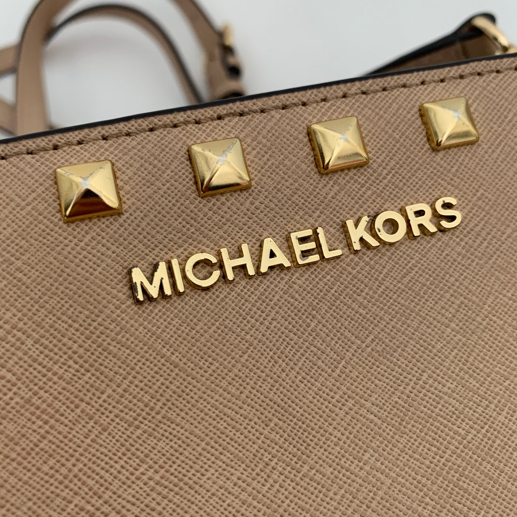 Michael Kors Light Blush Pink Small Studded Selma Crossbody Bag | Pre Loved |