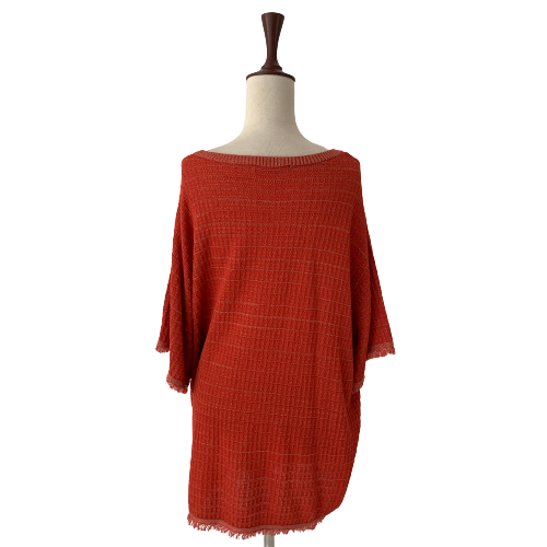 ZARA Orange Metallic Fringe Knit Top | Like New |