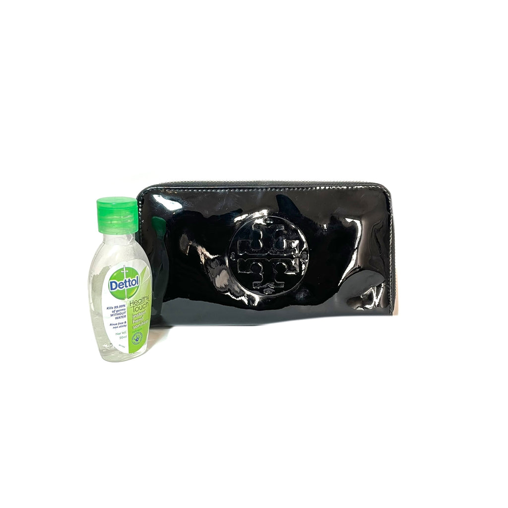 Tory Burch Black Zip-Around Continental Wallet | Pre Loved |