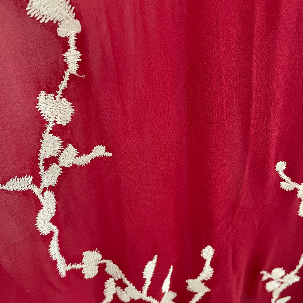 Sana Safinaz Red & Black Embroided Chiffon Jacket & Slip | Pre Loved |