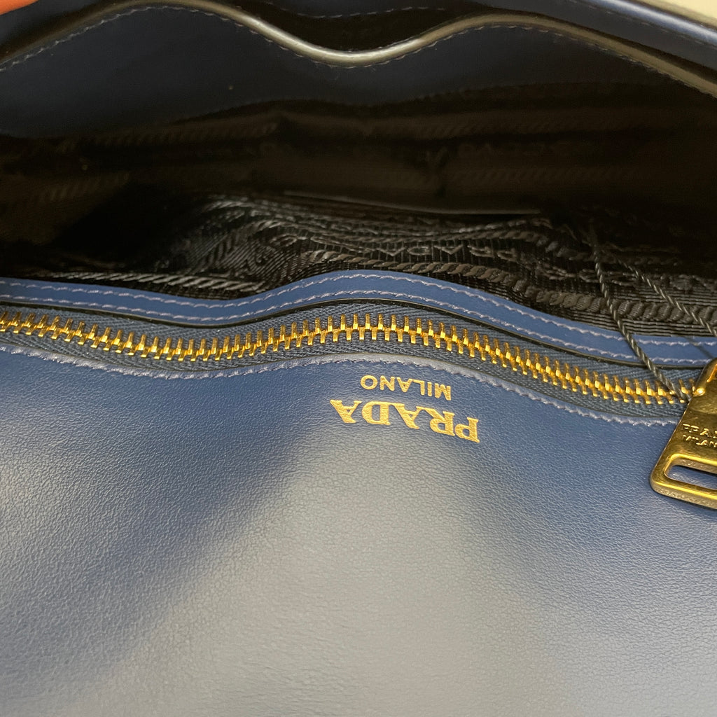 Prada Blue Leather 'Pattina' Shoulder Bag | Like New |