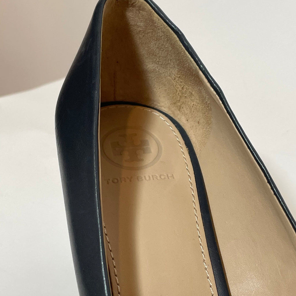 Tory Burch Navy Leather Wedges | Pre Loved |