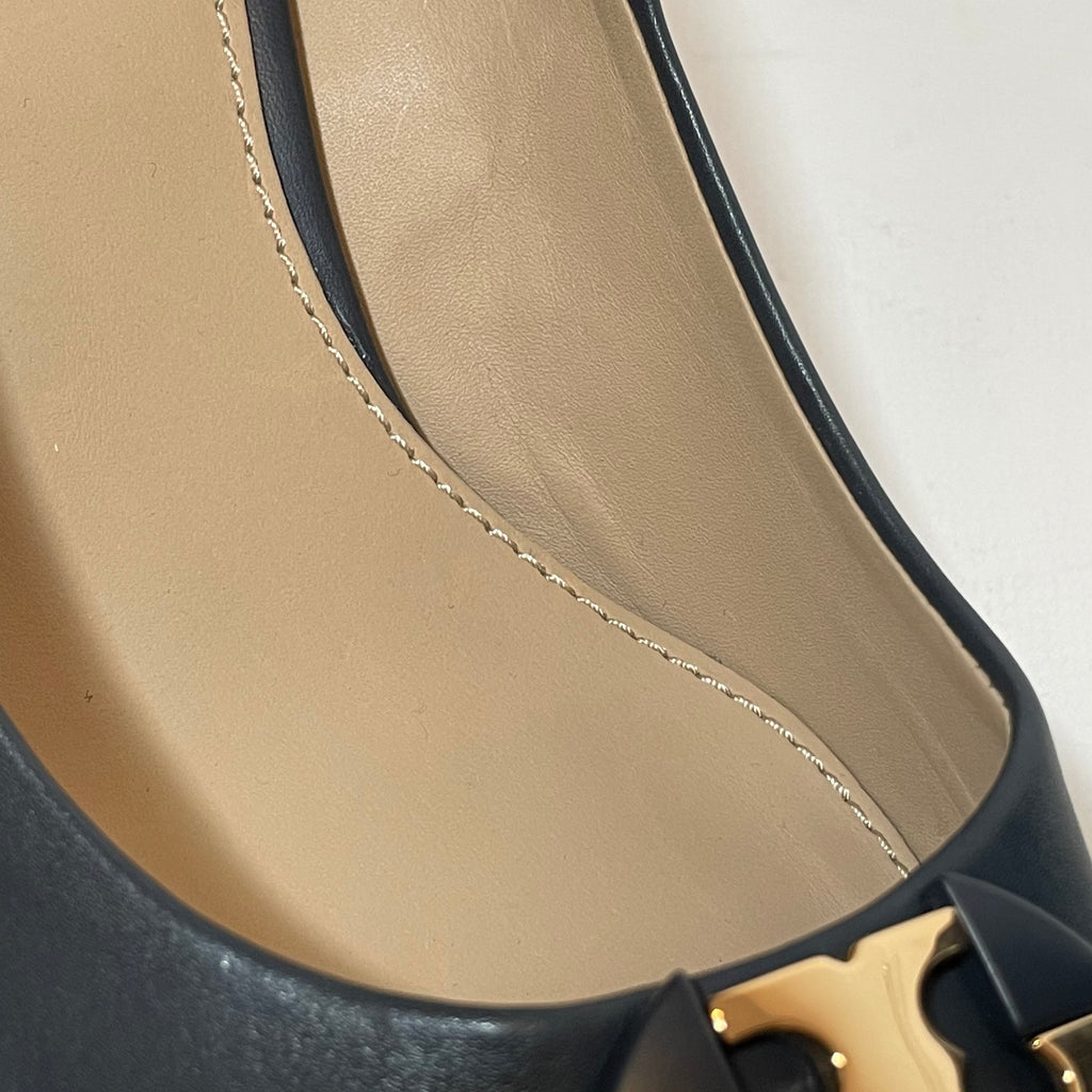 Tory Burch Navy Leather Wedges | Pre Loved |