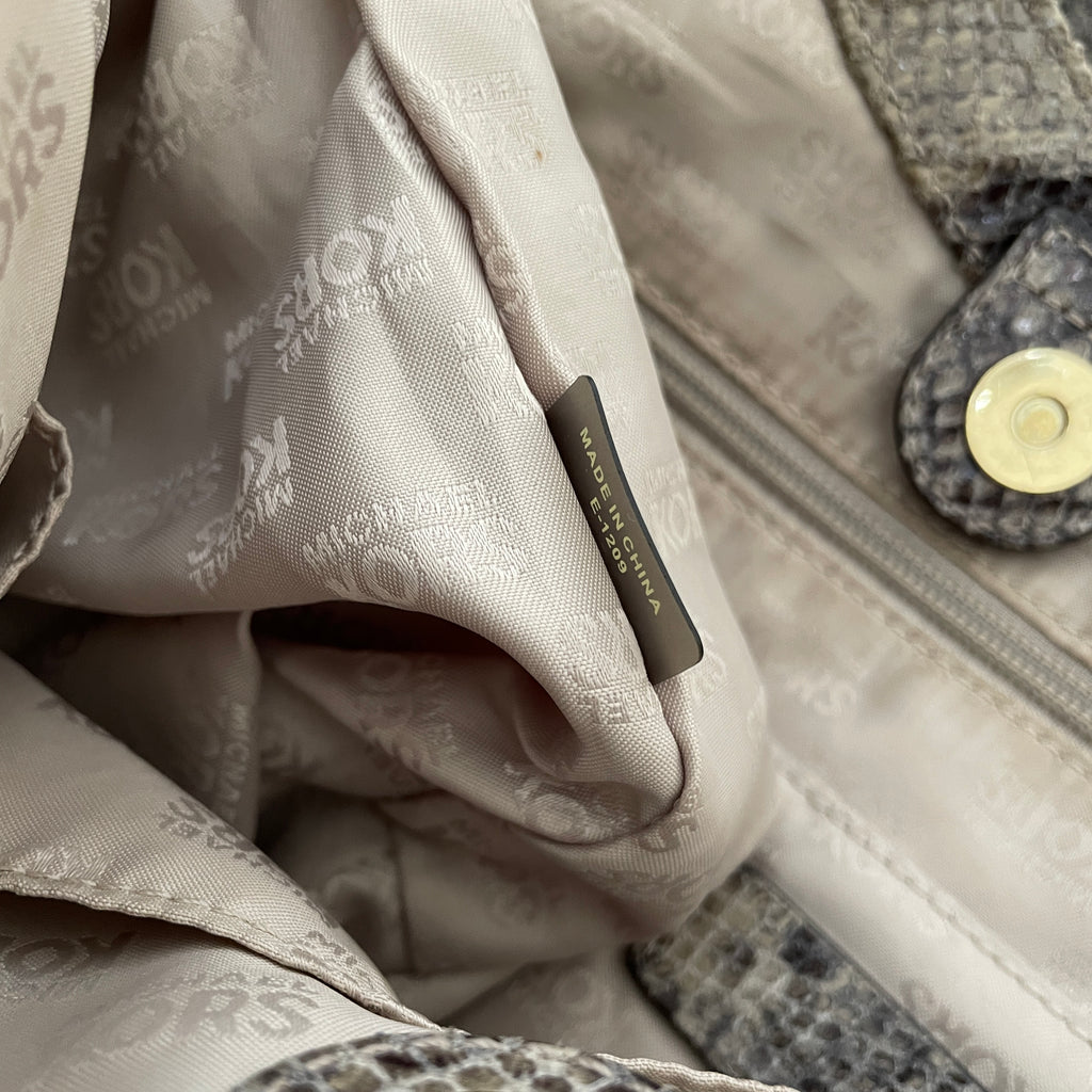 Michael Kors Grey Snakeskin Print Shoulder Bag | Pre Loved |