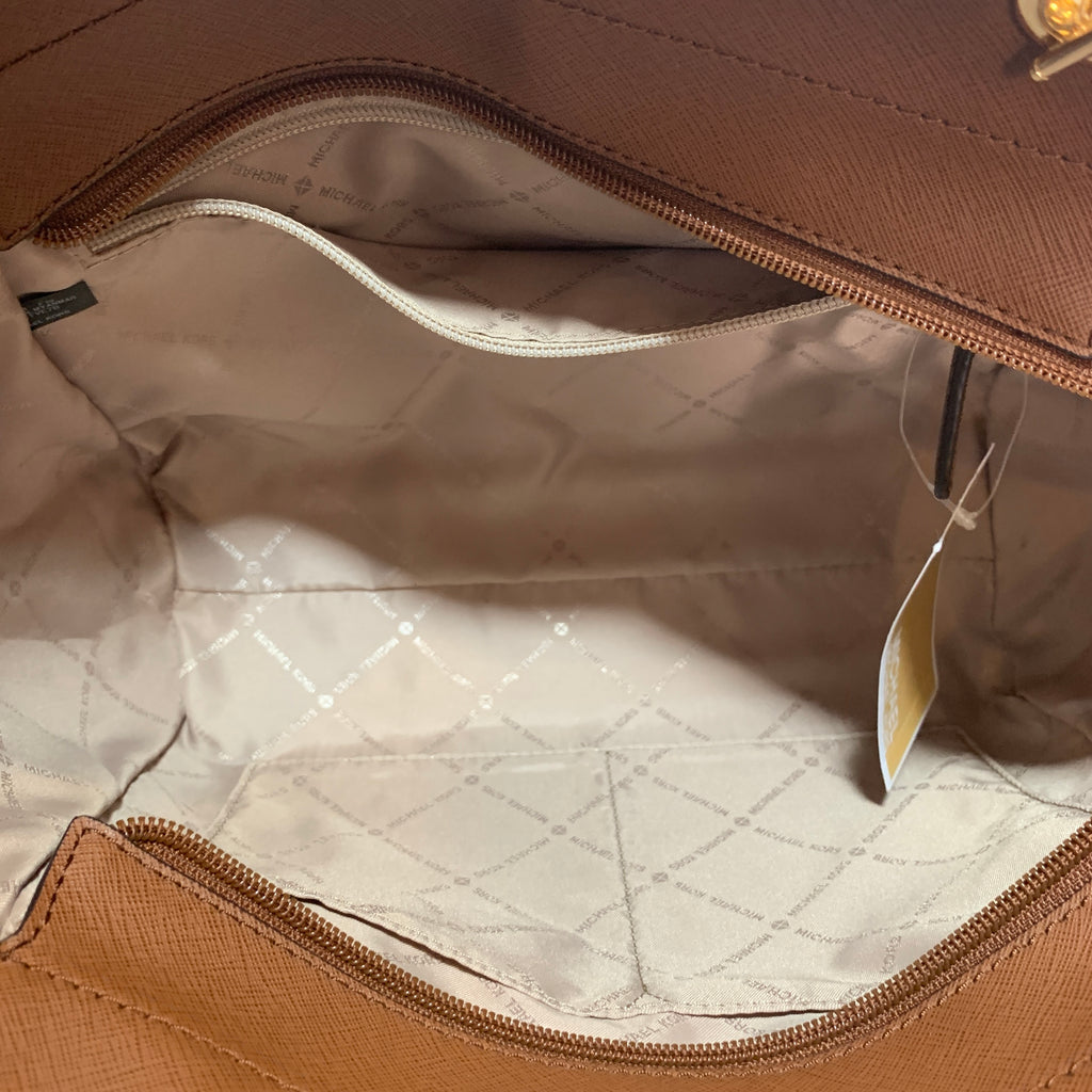 Michael Kors Jet Set Vanilla Monogram Logo Chain Tote | Brand New |