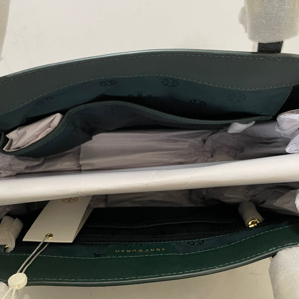 Tory Burch Jitney Green Emerson Small Logo Tote | Brand New |