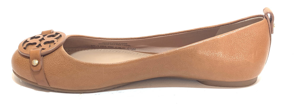 Tory Burch 'Mini Miller' Tan Leather Ballet Flats | Gently Used |