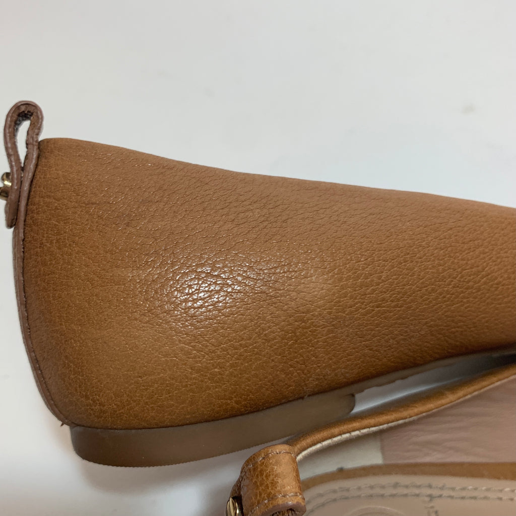 Tory Burch 'Mini Miller' Tan Leather Ballet Flats | Gently Used |