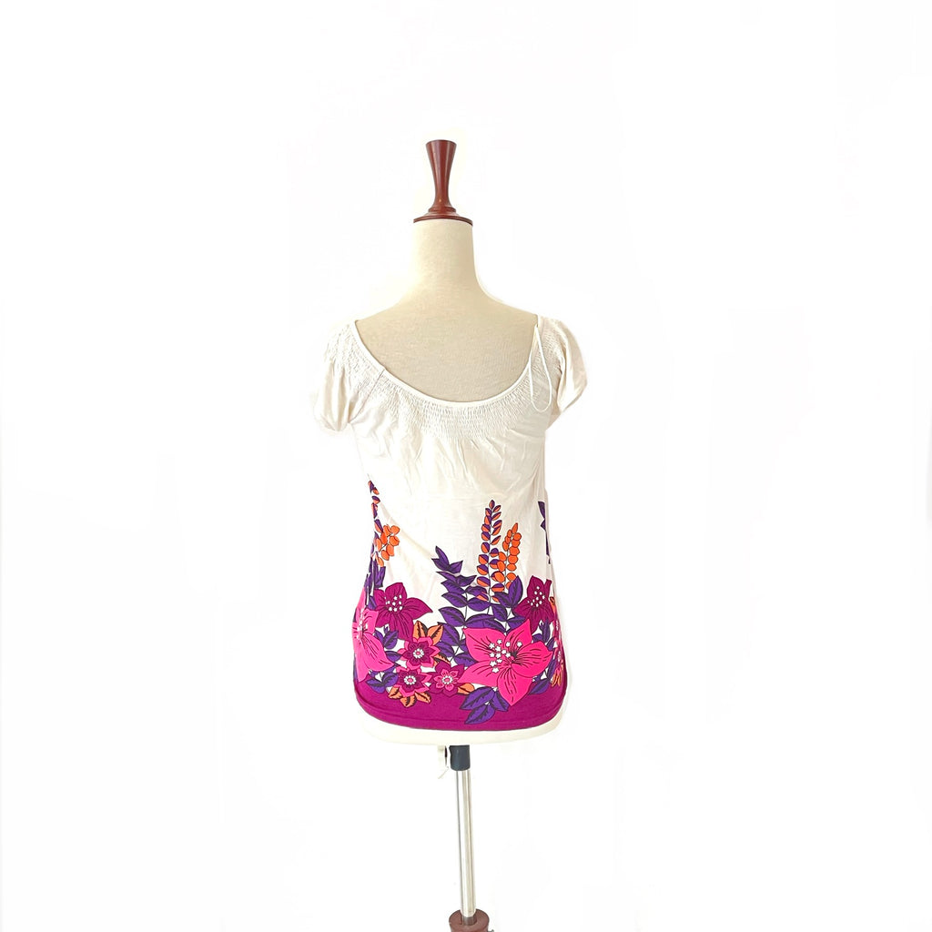 H&M Off-White Printed Off-Shoulder Top | Gently Used |