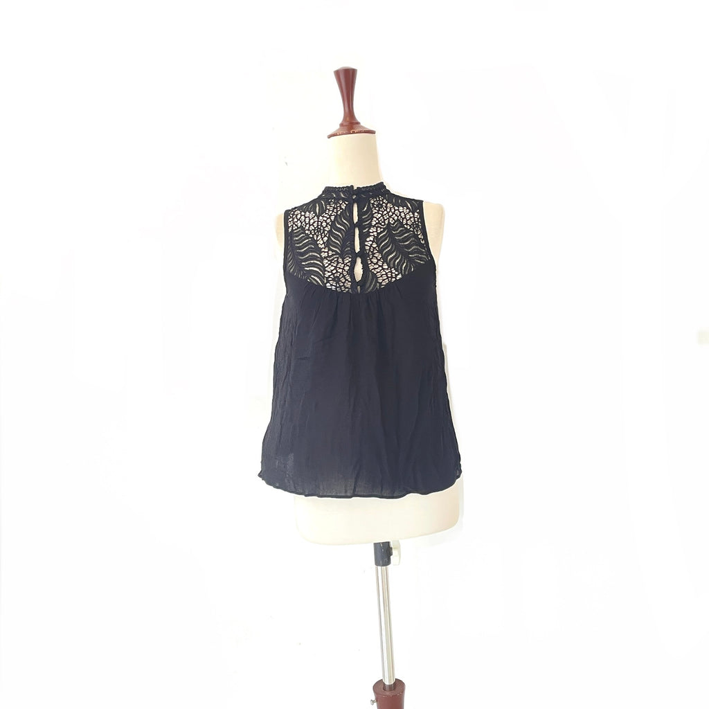H&M Black Sleeveless Lace Top | Gently Used |