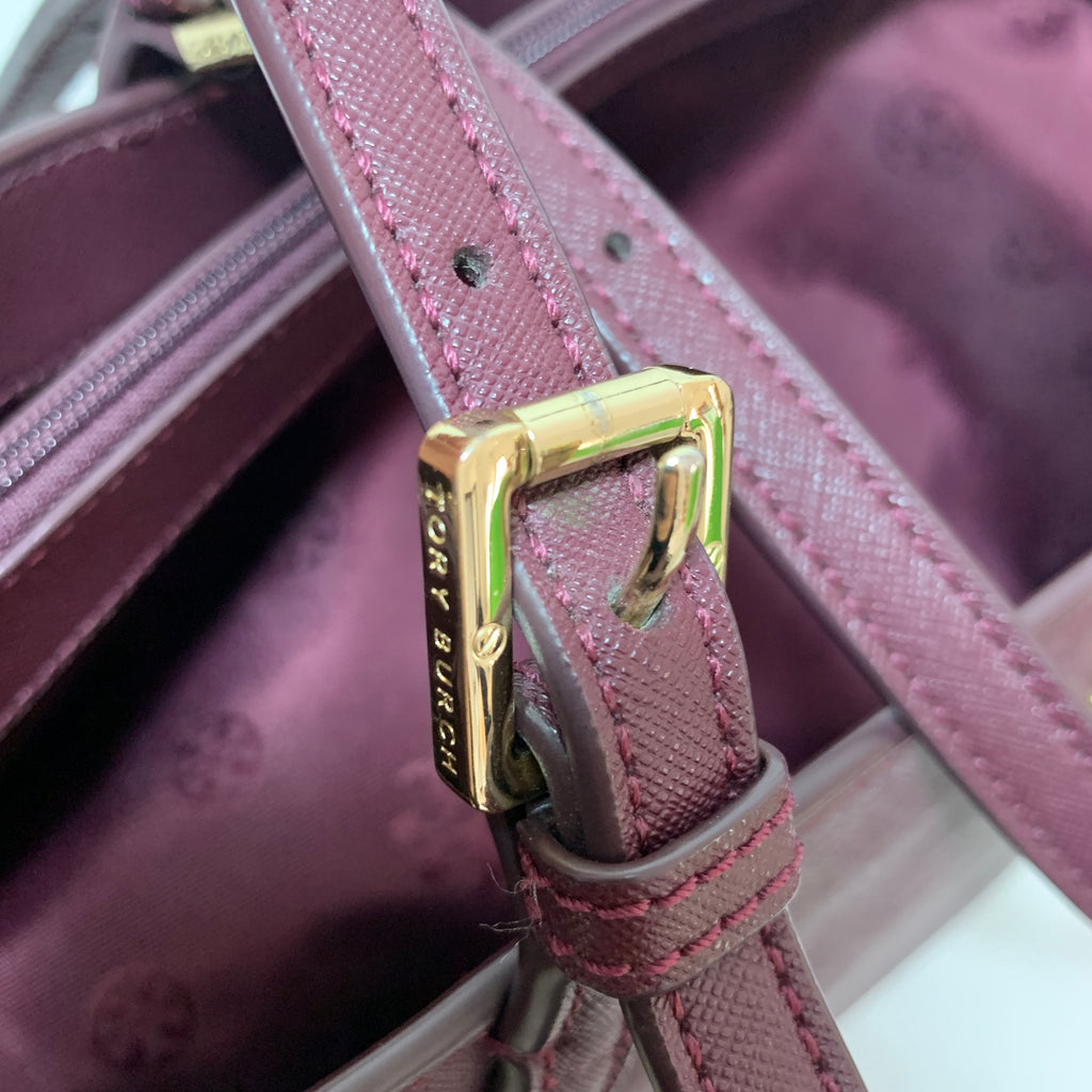 Tory Burch 'York' Oxblood Saffiano Leather Tote | Gently Used |