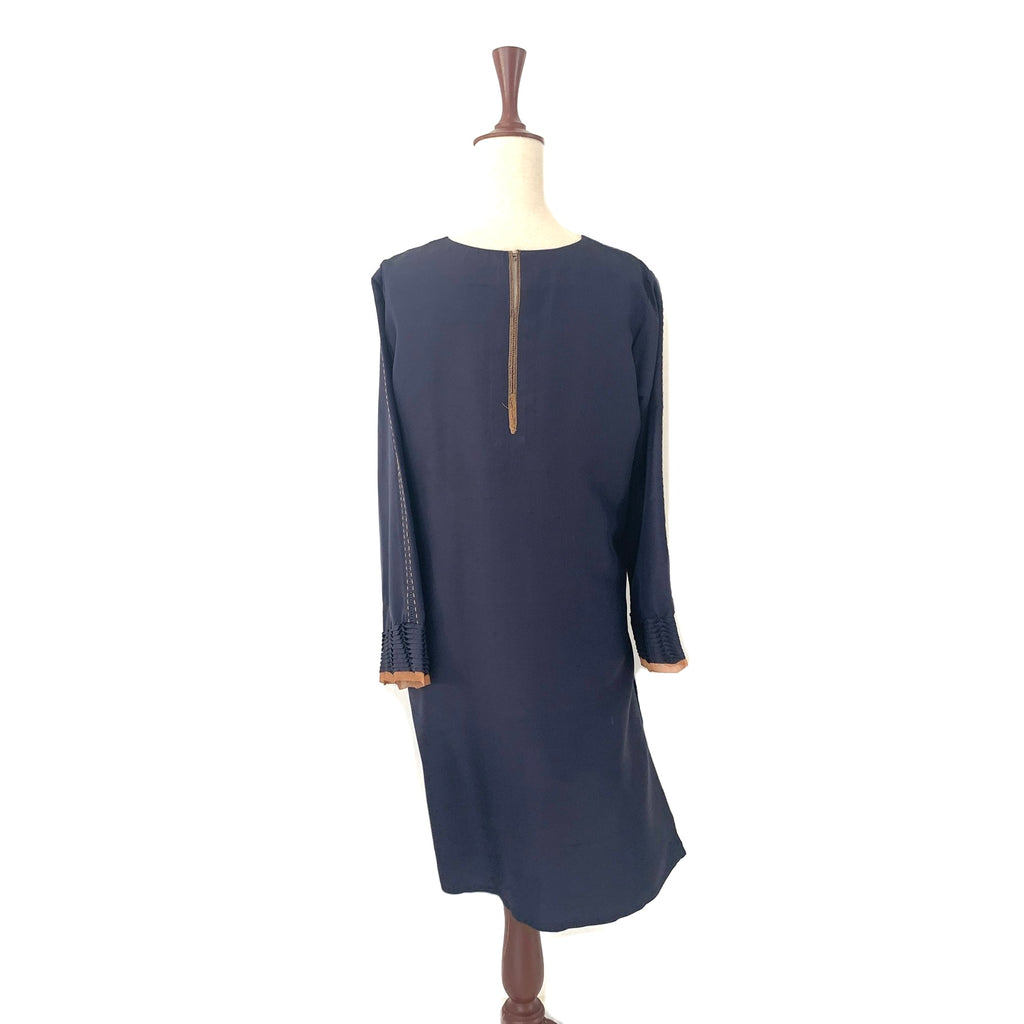 Sana Salman Navy Silk Embroidered Kameez & Dupatta | Gently Used |