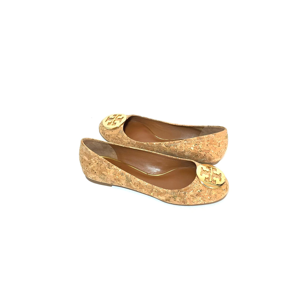 Tory Burch REVA Cork & Gold Ballet Flats | Brand New |