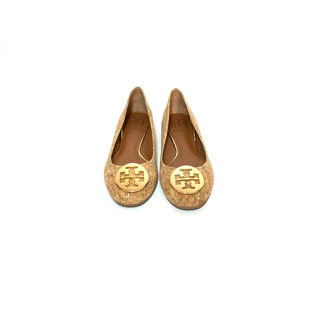 Tory Burch REVA Cork & Gold Ballet Flats | Brand New |