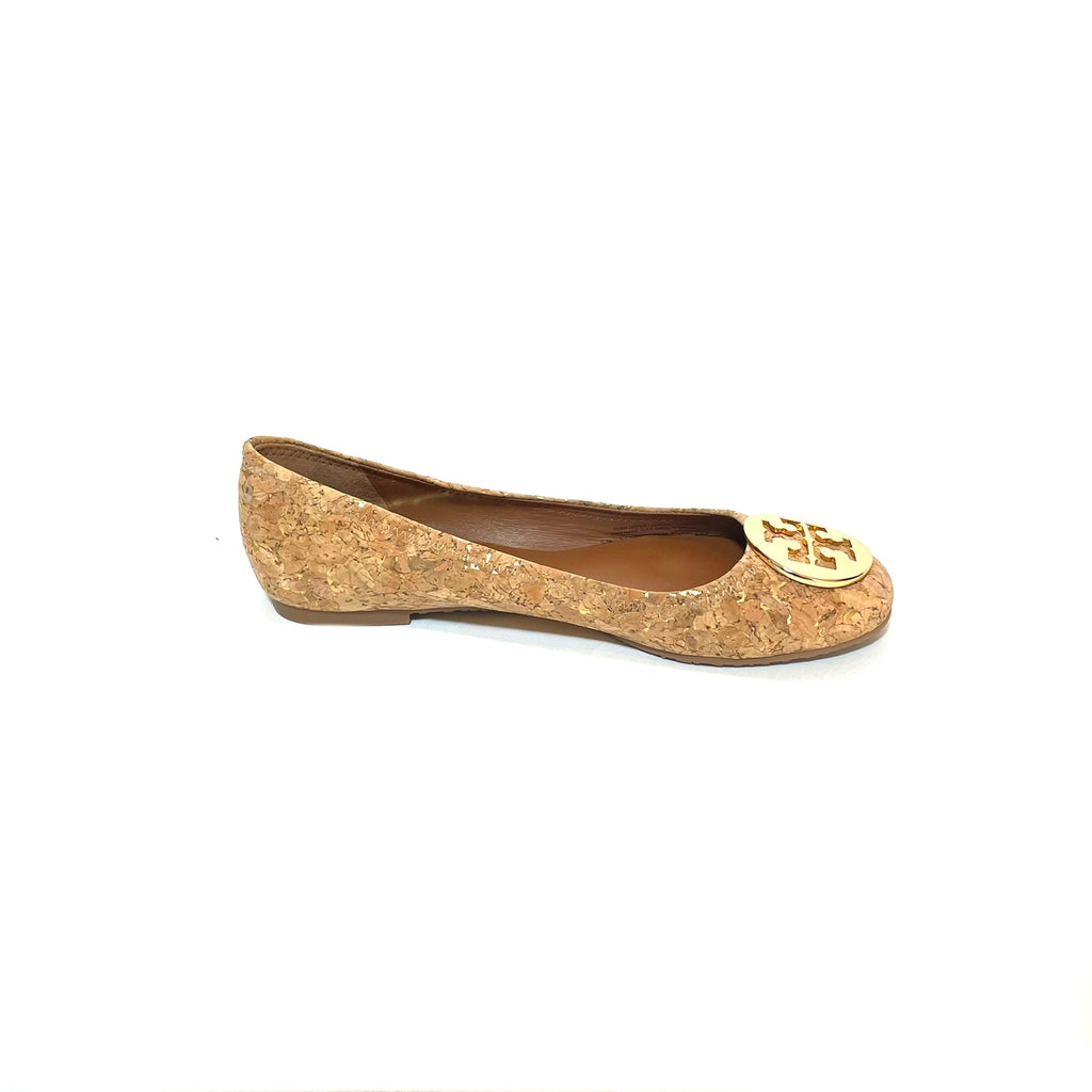 Tory Burch REVA Cork & Gold Ballet Flats | Brand New |