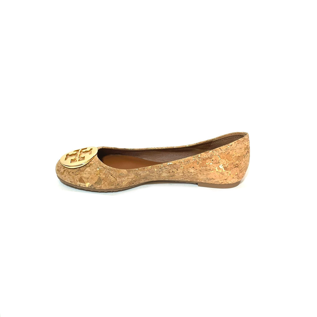 Tory Burch REVA Cork & Gold Ballet Flats | Brand New |